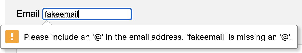 Form field validating a fake email